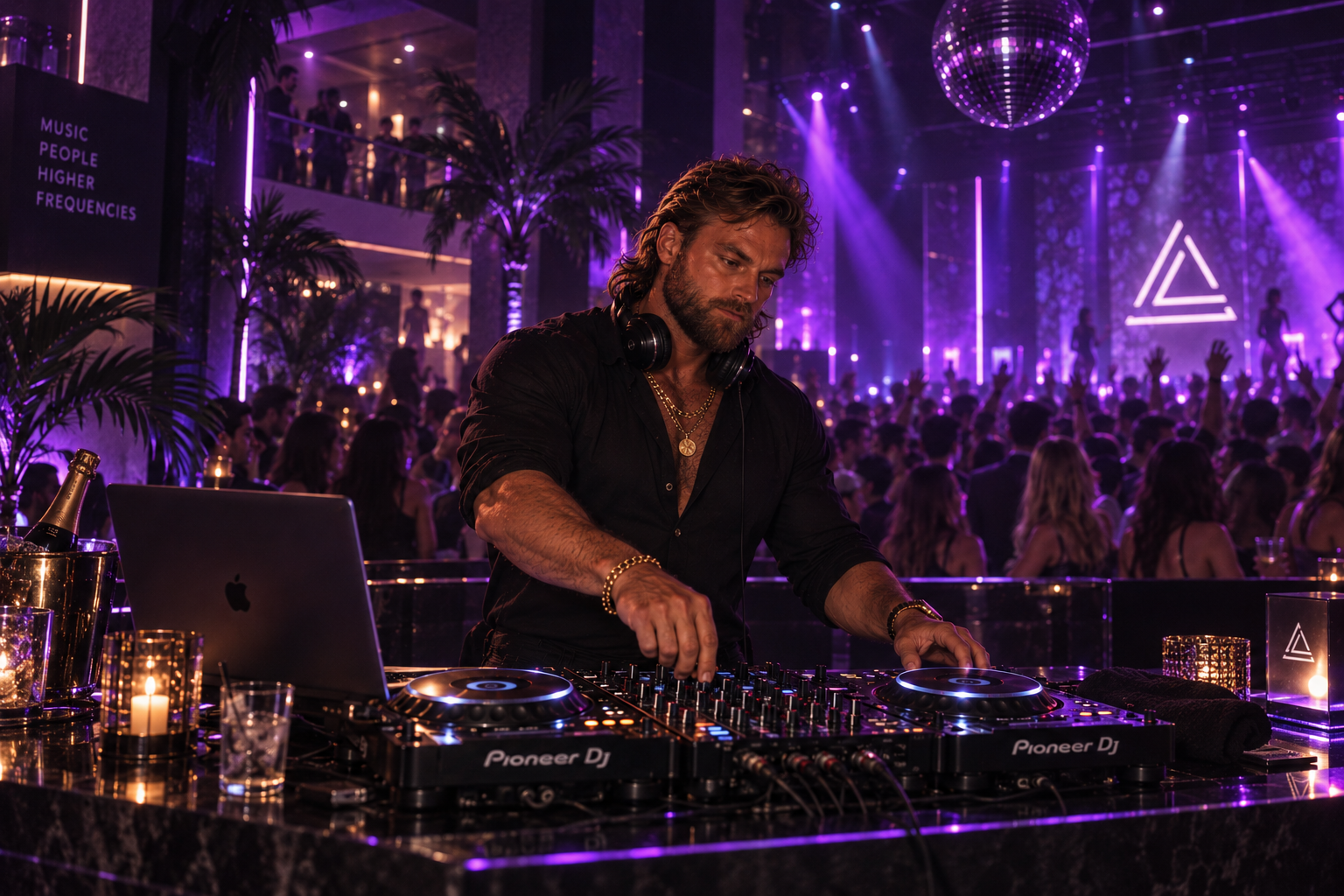 A professional DJ performing in a nightclub